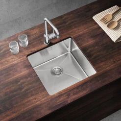 Vellamo Designer Single Bowl Inset/Undermount Stainless Steel Kitchen Sink & Waste Kit - 450 X 440mm