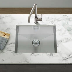 Vellamo Edge 1 Bowl Undermount Stainless Steel Kitchen Sink & Waste Kit - 530 X 430mm