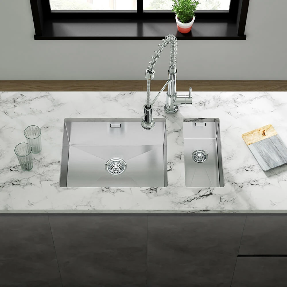 Vellamo Edge 0.5 Bowl Inset/Undermount Stainless Steel Kitchen Sink & Waste Kit - 210 X 430mm 5 Vellamo Edge 0.5 Bowl Inset/Undermount Stainless Steel Kitchen Sink & Waste Kit - 210 X 430mm - Image 3