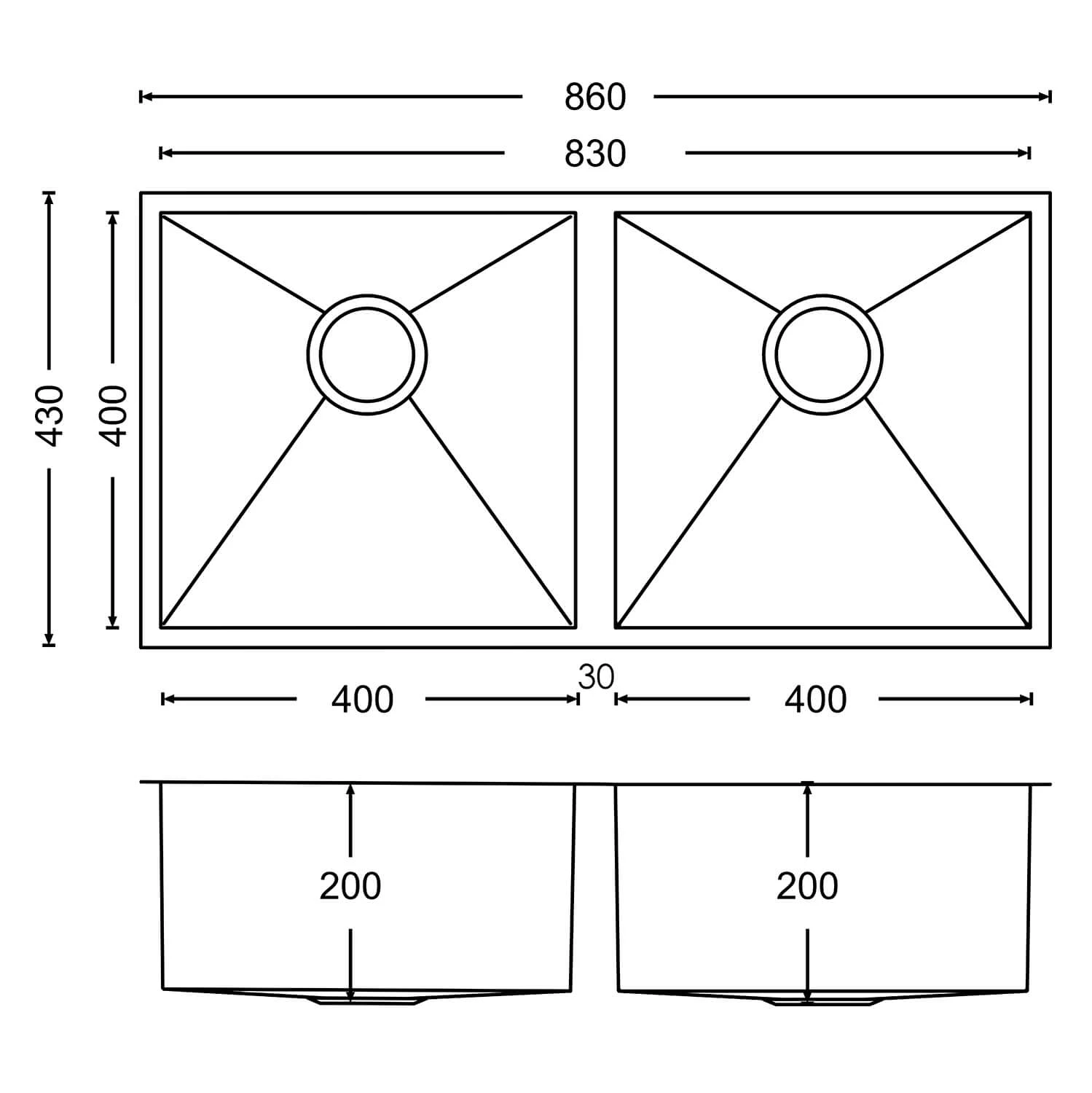Vellamo Edge 2 Bowl Undermount Stainless Steel Kitchen Sink & Waste Kit - 860 X 430mm 6 Vellamo Edge 2 Bowl Undermount Stainless Steel Kitchen Sink & Waste Kit - 860 X 430mm - Image 4