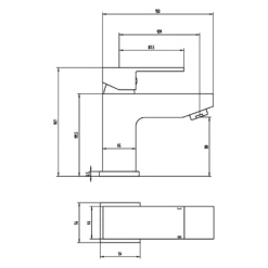 Vellamo Forte Mono Basin Mixer Tap & Waste -Vado Sale Store vellamo forte basin mixer tap technical drawing
