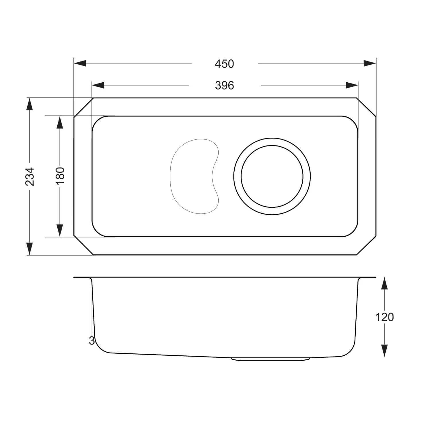Vellamo Horizon 0.5 Bowl Undermount Stainless Steel Kitchen Sink & Waste Kit - 234 X 450mm 4 Vellamo Horizon 0.5 Bowl Undermount Stainless Steel Kitchen Sink & Waste Kit - 234 X 450mm - Image 2