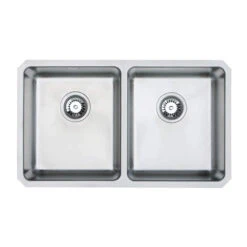 Vellamo Horizon Double Bowl Undermount Stainless Steel Kitchen Sink & Waste Kit - 760 X 450mm