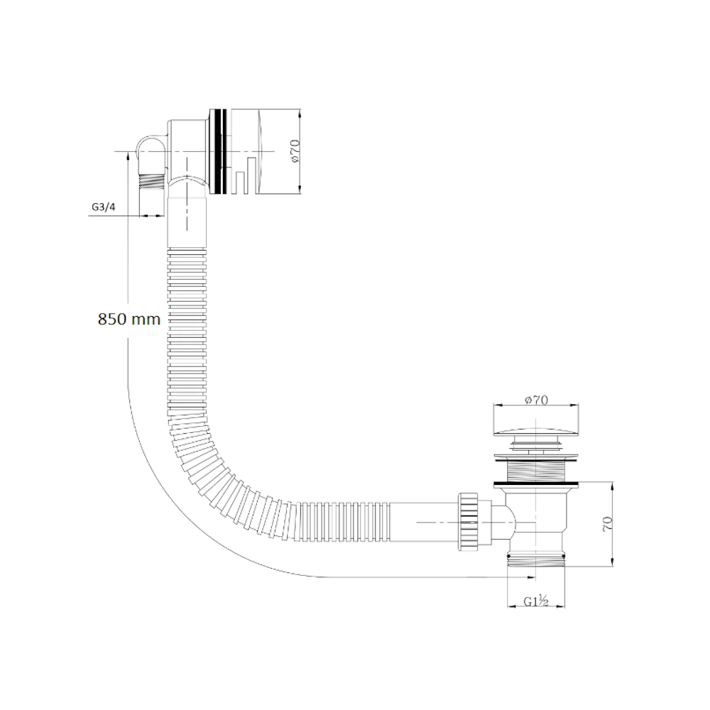 Vellamo Bath Filler With Clicker Waste And Overflow 4 Vellamo Bath Filler With Clicker Waste And Overflow - Image 2