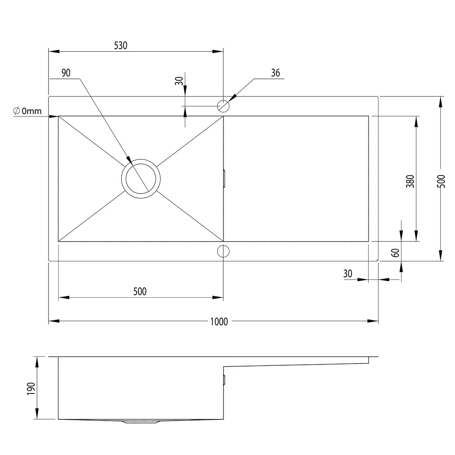 Vellamo Peak 1 Bowl Satin Stainless Steel Sink & Waste With Reversible Drainer - 1000 X 500mm 5 Vellamo Peak 1 Bowl Satin Stainless Steel Sink & Waste With Reversible Drainer - 1000 X 500mm - Image 3