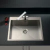 Vellamo Peak 1 Bowl Satin Stainless Steel Sink & Waste With Tap Ledge - 600 X 500mm