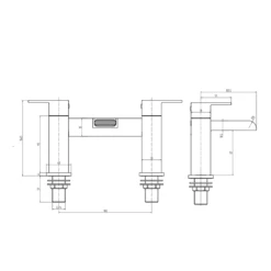 Vellamo Reve Waterfall Bath Mixer Tap -Vado Sale Store vellamo reve bath filler chrome technical drawing