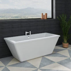 Vellamo Reve Waterfall Bath Mixer Tap -Vado Sale Store vellamo reve deck mounted waterfall bath filler tap lifestyle1