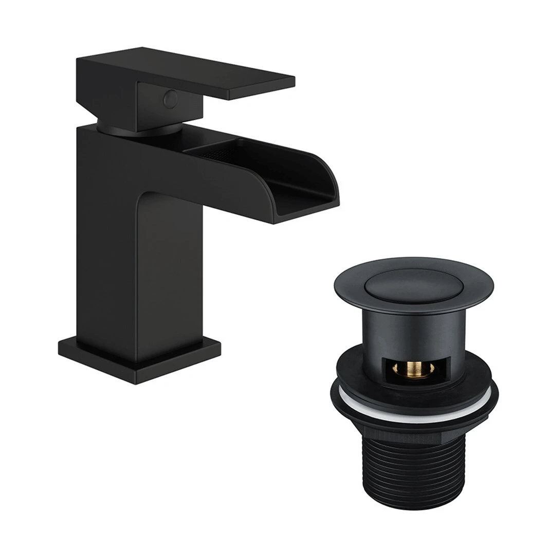 Vellamo Reve Matt Black Waterfall Basin Tap & Waste 6 Vellamo Reve Matt Black Waterfall Basin Tap & Waste - Image 4