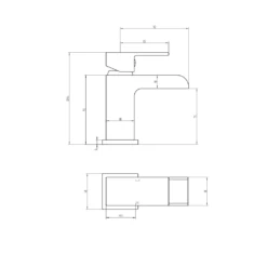 Vellamo Reve Mini Cloakroom Waterfall Basin Mixer With Clicker Waste -Vado Sale Store vellamo reve mini basin mixer tap waste technical drawing