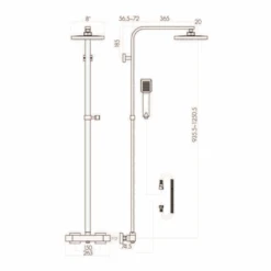 Vellamo Reveal WRAS-Approved Modern Thermostatic Shower Set With Thin Fixed Head -Vado Sale Store vellamo shower003 tech tech