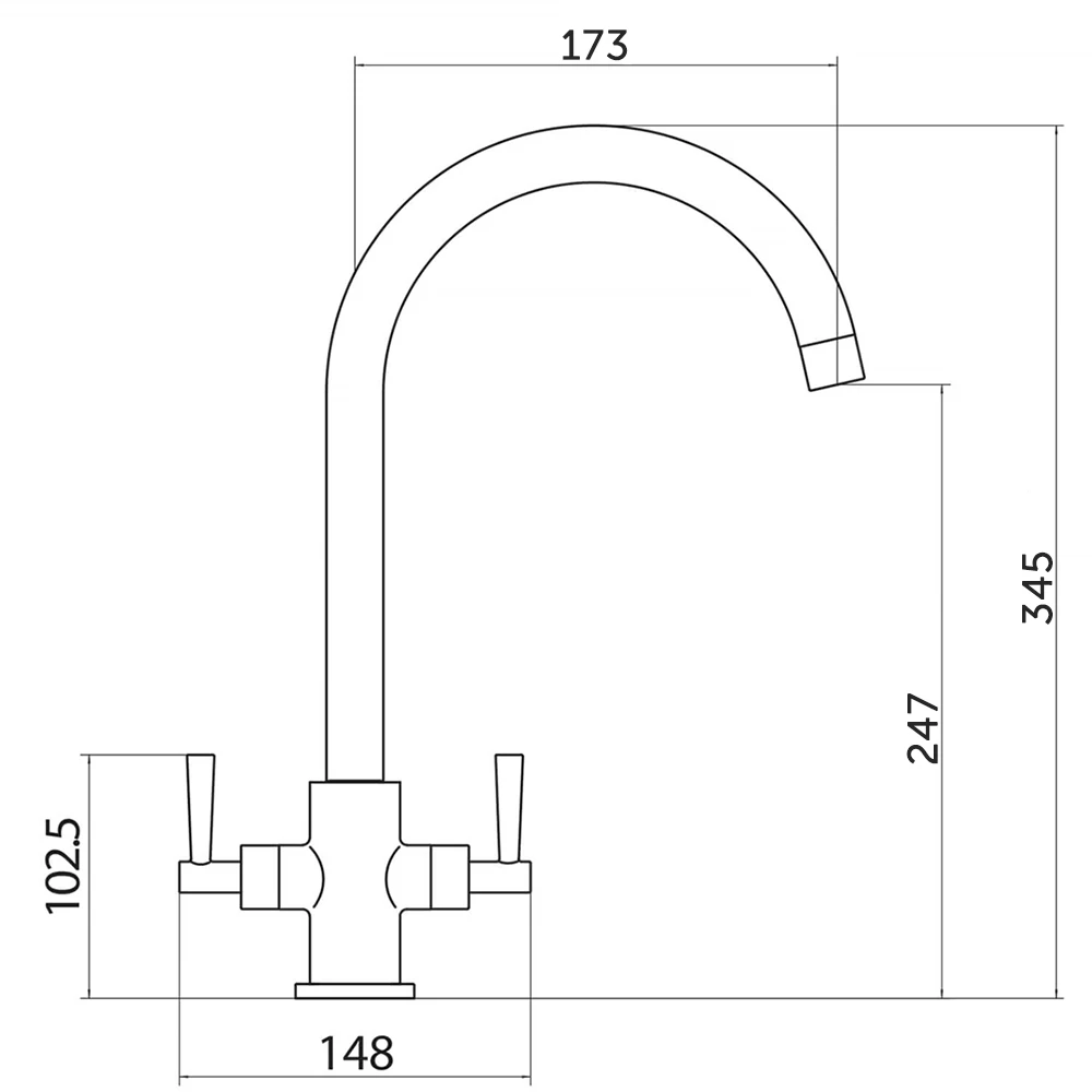 Vellamo Sidra Twin Lever Mono Kitchen Mixer - Polished Chrome 8 Vellamo Sidra Twin Lever Mono Kitchen Mixer - Polished Chrome - Image 6