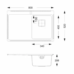 Vellamo Steel Horizon Compact 1 Bowl Stainless Steel Kitchen Sink & Waste Kit With Right Hand Bowl - 800 X 520mm 7 Vellamo Steel Horizon Compact 1 Bowl Stainless Steel Kitchen Sink & Waste Kit With Right Hand Bowl - 800 X 520mm -Vado Sale Store vellamo steel horizon compact single sink kit right tech