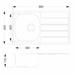 Vellamo Sunrise Compact 1 Bowl Satin Stainless Steel Kitchen Sink & Waste With Reversible Drainer - 860 X 500mm -Vado Sale Store vellamo sunrise compact 1 bowl ss sink 860x500mm tech
