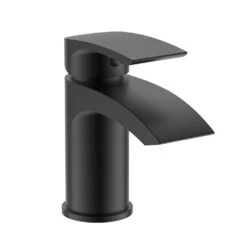 Vellamo Swift Matt Black Mini Basin Mixer Tap & Clicker Waste -Vado Sale Store vellamo swift matt black basin tap cutout n