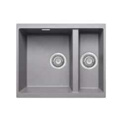 Vellamo Terra 1.5 Bowl Black Granite Composite Inset/Undermount Kitchen Sink & Waste Kit - 555 X 460mm -Vado Sale Store vellamo terra 1 5 bowl graphite grey undermount sink cutout