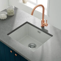 Vellamo Terra 1 Bowl Graphite Grey Granite Composite Inset / Undermount Kitchen Sink & Waste - 533 X 457mm