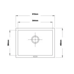 Vellamo Terra Large 1 Bowl Graphite Grey Granite Composite Inset / Undermount Kitchen Sink & Waste - 610 X 460mm 21 Vellamo Terra Large 1 Bowl Graphite Grey Granite Composite Inset / Undermount Kitchen Sink & Waste - 610 X 460mm -Vado Sale Store vellamo terra 1bowl wide granite inset sink tech drawing