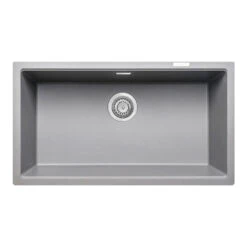 Vellamo Terra Extra Large 1 Bowl Graphite Grey Granite Composite Undermount Kitchen Sink & Waste Kit - 774 X 434mm -Vado Sale Store vellamo terra large graphite grey undermount granite sink cutout update