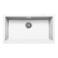 Vellamo Terra Extra Large 1 Bowl Graphite Grey Granite Composite Undermount Kitchen Sink & Waste Kit - 774 X 434mm -Vado Sale Store vellamo terra large white undermount granite sink cutout