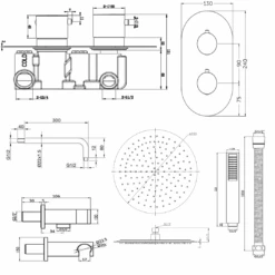 Vellamo Matt Black Twist Shower Package With 2 Outlet Valve, Fixed Head & Arm And Wall Shower Kit -Vado Sale Store vellamo twist 2way concealed shower set technical v2