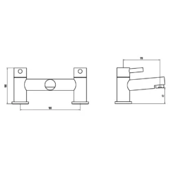 Vellamo Twist Bath Mixer Tap -Vado Sale Store vellamo twist bath filler tap chrome technical drawing