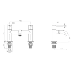 Harbour Clarity Matt Black Bath Mixer Tap 7 Harbour Clarity Matt Black Bath Mixer Tap -Vado Sale Store vellamo twist bath mixer tap matt black technical drawing