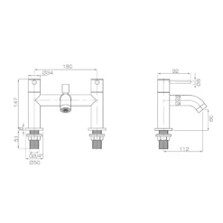 Harbour Clarity Brushed Brass Bath Shower Mixer & Shower Kit 9 Harbour Clarity Brushed Brass Bath Shower Mixer & Shower Kit -Vado Sale Store vellamo twist brushed brass bath shower mixer technical drawing