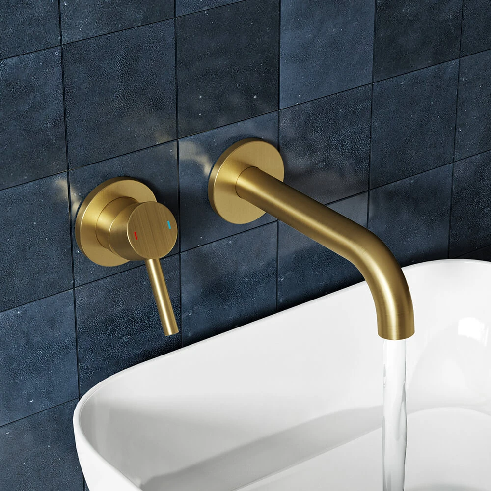 Harbour Clarity Brushed Brass Wall Mounted Basin Mixer Tap 3 Harbour Clarity Brushed Brass Wall Mounted Basin Mixer Tap