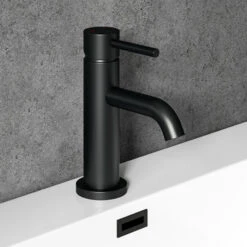 Harbour Clarity Matt Black Basin Mixer Tap & Waste