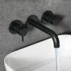 Harbour Clarity Matt Black 3 Hole Wall Mounted Basin Tap With Easy Plumb Installation Kit -Vado Sale Store vellamo twist matt black wall mounted basin tap lifestyle 2
