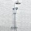 Vellamo Twist Round Thermostatic Shower Valve, Fixed Head & Handset Shower Set - Chrome -Vado Sale Store vellamo twist round exposed valve raiser kit lifestyle 2
