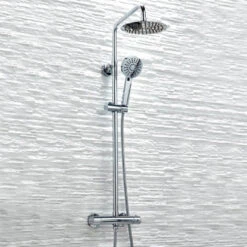 Vellamo Twist Round Thermostatic Shower Valve, Fixed Head & Handset Shower Set - Chrome