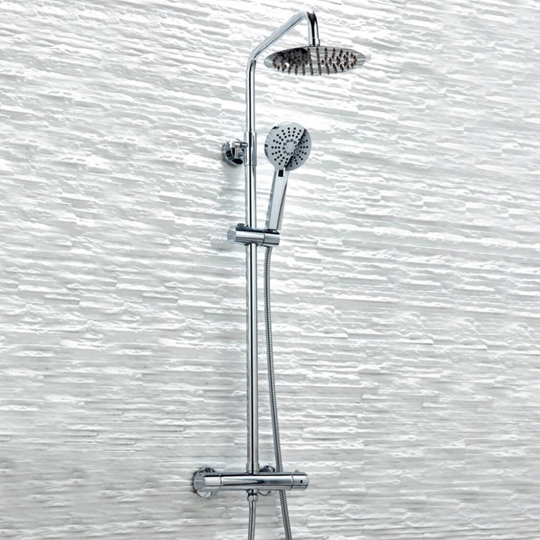 Vellamo Twist Round Thermostatic Shower Valve, Fixed Head & Handset Shower Set - Chrome 3 Vellamo Twist Round Thermostatic Shower Valve, Fixed Head & Handset Shower Set - Chrome