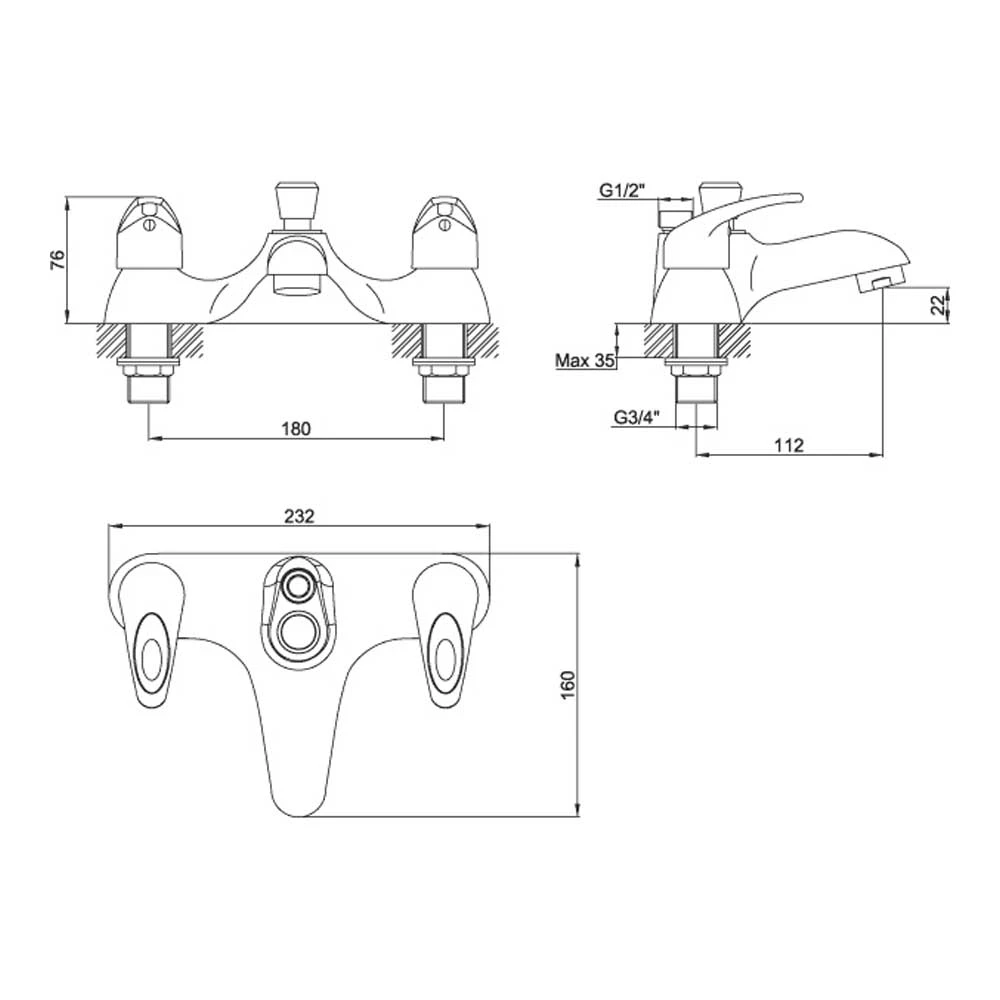 Vellamo Loop Bath Shower Mixer With Shower Kit 5 Vellamo Loop Bath Shower Mixer With Shower Kit - Image 3