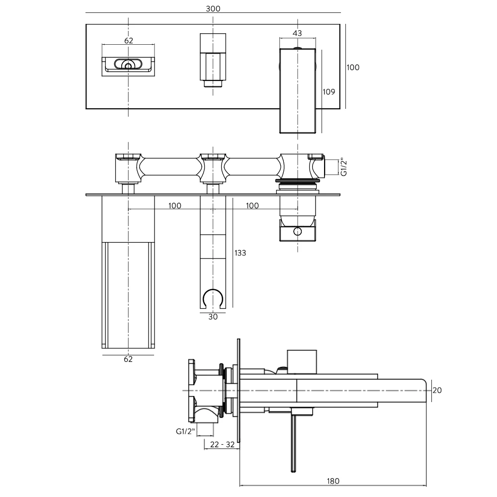 Vellamo Reve Wall Mounted Waterfall Bath Shower Mixer With Shower Kit 4 Vellamo Reve Wall Mounted Waterfall Bath Shower Mixer With Shower Kit - Image 2