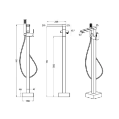 Vellamo Maya Floor Mounted Waterfall Bath Filler 9 Vellamo Maya Floor Mounted Waterfall Bath Filler -Vado Sale Store velrev07 bath shower mixer technical drawing