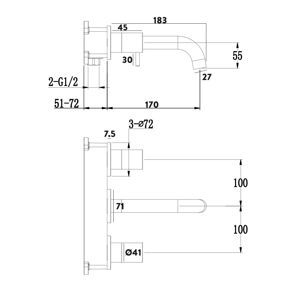 Harbour Clarity Matt Black 3 Hole Wall Mounted Basin Tap With Easy Plumb Installation Kit 8 Harbour Clarity Matt Black 3 Hole Wall Mounted Basin Tap With Easy Plumb Installation Kit - Image 6