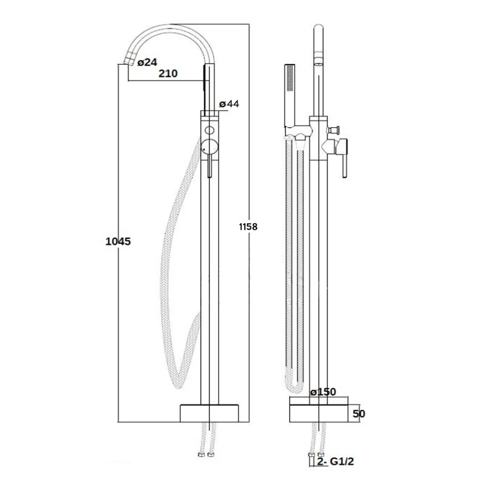 Harbour Clarity Matt Black Floorstanding Bath Shower Mixer & Shower Kit 7 Harbour Clarity Matt Black Floorstanding Bath Shower Mixer & Shower Kit - Image 5