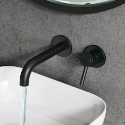 Harbour Clarity Matt Black Wall Mounted Basin Tap With Easy Plumb Installation Kit -Vado Sale Store veltwistbt01 lifestyle2
