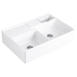 Villeroy & Boch Butler 90 Alpine White Ceramic 1.75 Bowl Belfast Sink - 895 X 630mm 8 Villeroy & Boch Butler 90 Alpine White Ceramic 1.75 Bowl Belfast Sink - 895 X 630mm -Vado Sale Store villeroy boch butler 90 20 bowl white ceramic kitchen sink waste