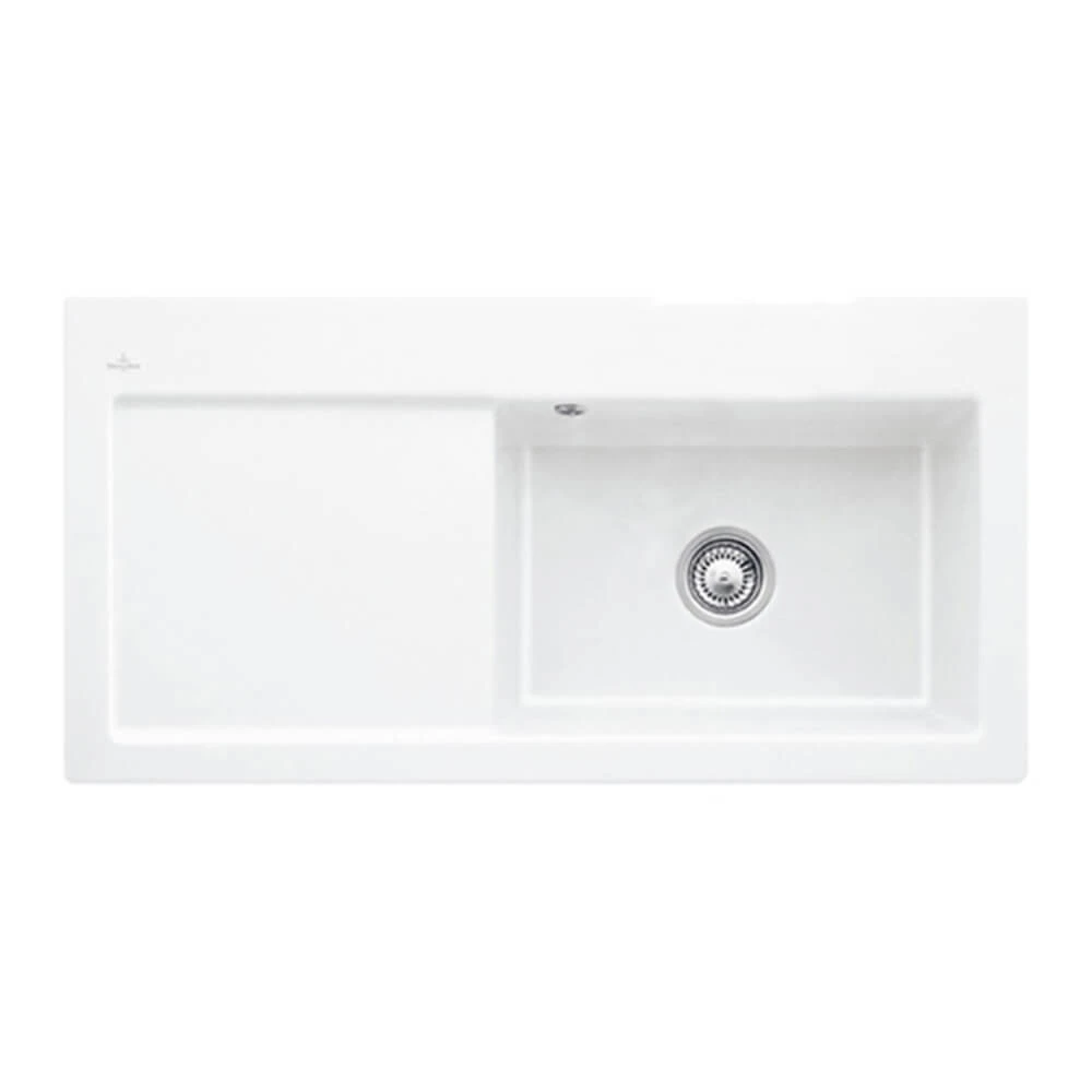 Villeroy & Boch Subway 60XL Alpine White Ceramic Single Bowl Sink With Left Hand Drainer - 1000 X 510mm 5 Villeroy & Boch Subway 60XL Alpine White Ceramic Single Bowl Sink With Left Hand Drainer - 1000 X 510mm - Image 3