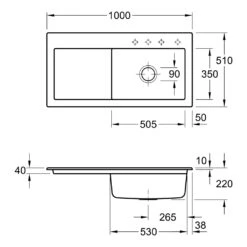 Villeroy & Boch Subway 60XL Alpine White Ceramic Single Bowl Sink With Left Hand Drainer - 1000 X 510mm 11 Villeroy & Boch Subway 60XL Alpine White Ceramic Single Bowl Sink With Left Hand Drainer - 1000 X 510mm -Vado Sale Store villeroy boch subway single bowl sink technical