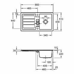 Villeroy & Boch Flavia 50 Ceramic Single Bowl Sink With Reversible Drainer - 900mm X 510mm 7 Villeroy & Boch Flavia 50 Ceramic Single Bowl Sink With Reversible Drainer - 900mm X 510mm -Vado Sale Store villeroyboch 330500r1 tech