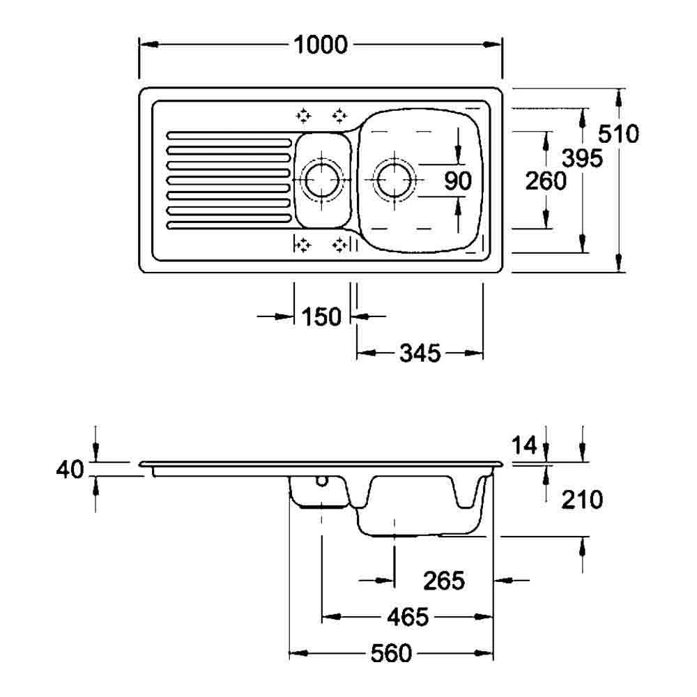 Villeroy & Boch Medici Ceramic 1.5 Bowl Sink With Drainer - 1000 X 510mm 6 Villeroy & Boch Medici Ceramic 1.5 Bowl Sink With Drainer - 1000 X 510mm - Image 4