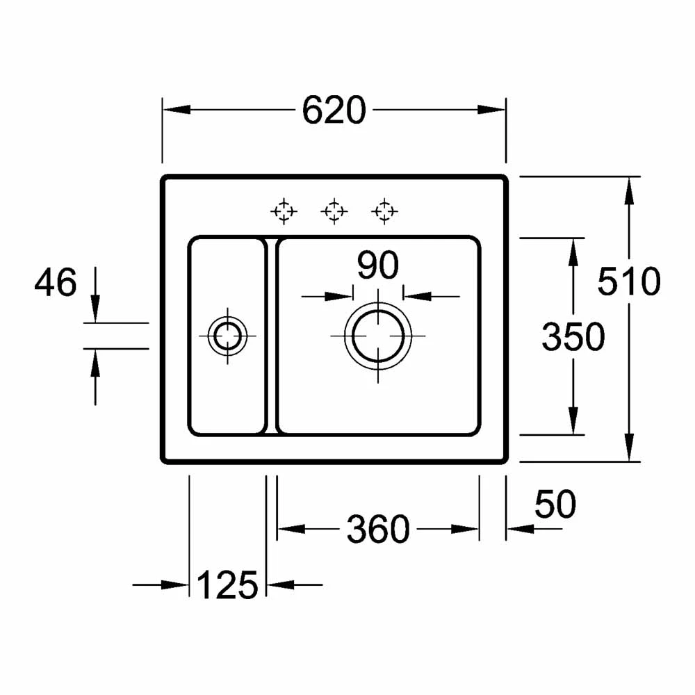 Villeroy & Boch Subway 60XM Alpine White Ceramic Plus 1.5 Bowl Top Mount Sink - 620mm X 510mm 5 Villeroy & Boch Subway 60XM Alpine White Ceramic Plus 1.5 Bowl Top Mount Sink - 620mm X 510mm - Image 3