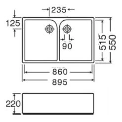 Villeroy & Boch Farmhouse 90 White Ceramic Double Bowl Belfast Sink - 895 X 550mm -Vado Sale Store villeroybochfarmhouse90 63329001 tech
