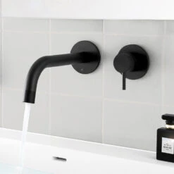 VOS Single Lever Wall Mounted Basin Mixer - Matt Black