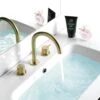 VOS 3 Hole Deck Mounted Basin Mixer - Brushed Brass