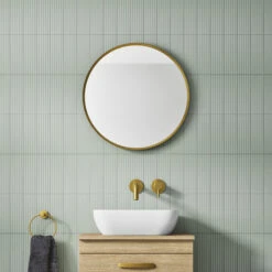 VOS Round Matt Black Framed Mirror - 600mm 14 VOS Round Matt Black Framed Mirror - 600mm -Vado Sale Store vos 600mm round framed mirror brushed brass lifestyle